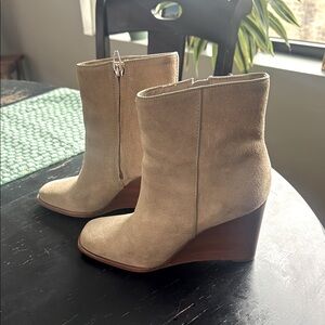 Dolce Vita Tan Suede Wedge Ankle Boots